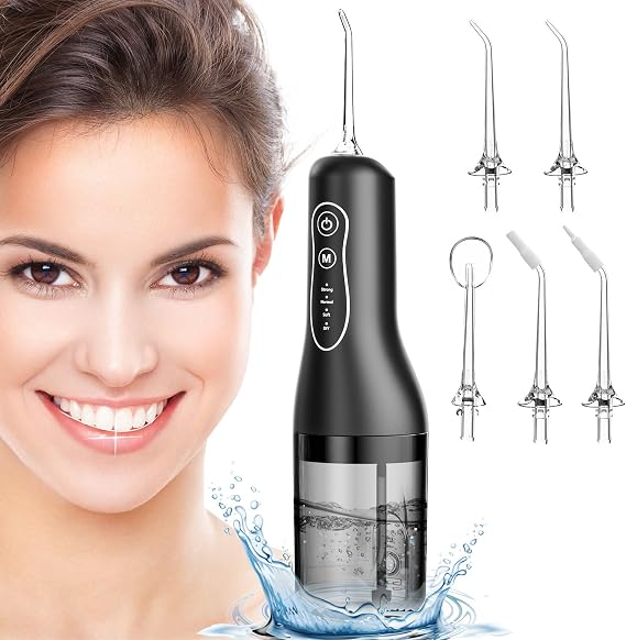 Water Flossers for Teeth Cordless - Professional Oral Irrigator with 4 Modes & 5 Jet Tips, IPX7 Waterproof Portable Use Electric Water Tooth Flosser for Travel Home