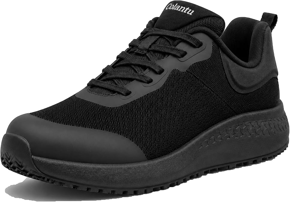 Mens Slip Resistant Work Shoes, Non-Slip Breathable Sneakers | Made for Busy WorkDays