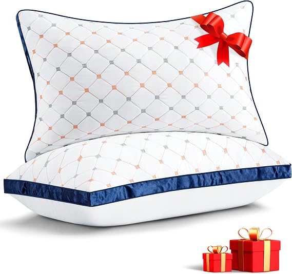 Bed Pillows King Size Set of 2, Luxury Hotel Quality King Pillows, Down Alternative Pillows 2 Pack for Sleeping, Cooling Gusseted Pillow for Side, Back or Stomach Sleepers