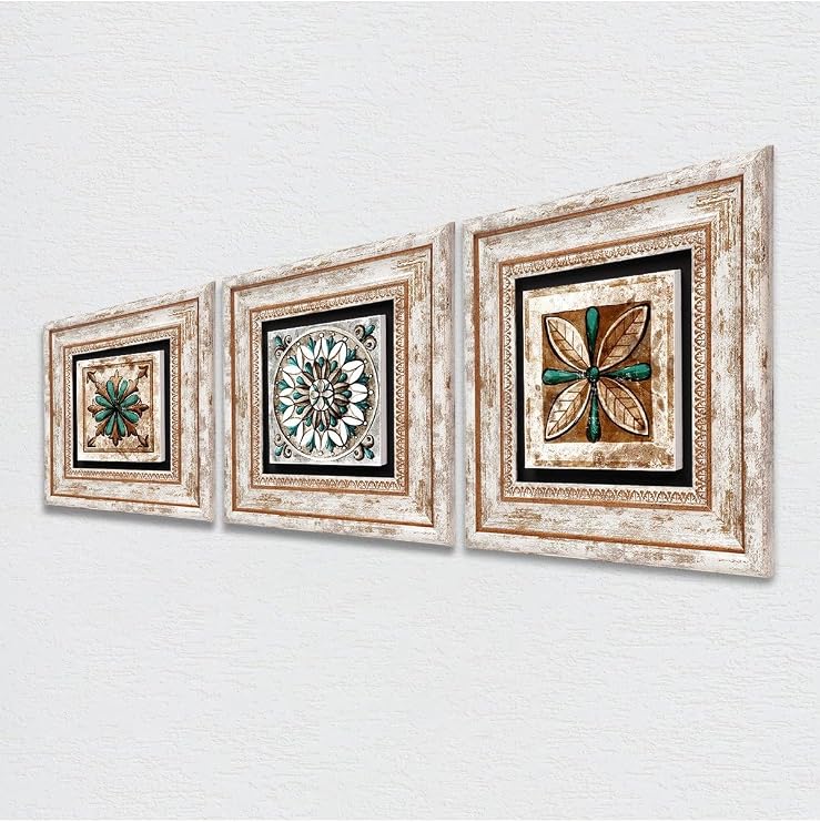 Pinecone Stone Fas Desenli Vintage, Çini Sanatı Taş Duvar Tablosu - Çerçeveli Taş Tablo - Dekoratif Duvar Sanatı - Modern Ev ve Ofis Duvar Dekoru T3-143