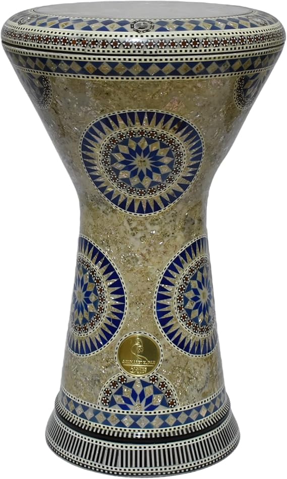 Darbuka doumbek drum tabla 18.5/19 inch inlaid mother of pearl with free bag (Blue Nile 19")