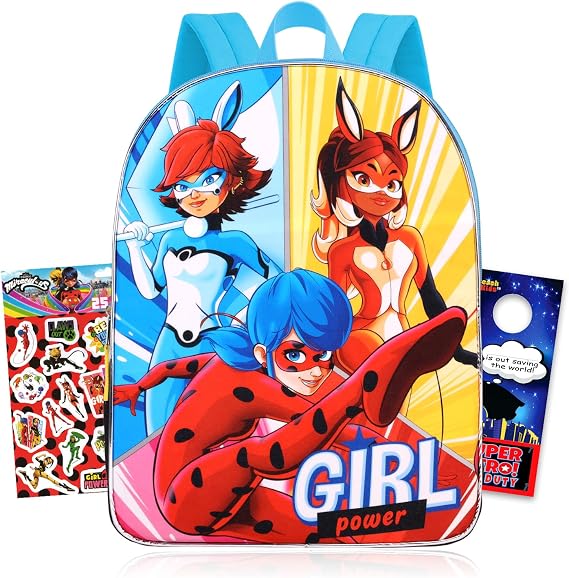 Miraculous Ladybug Backpack for Girls Bundle w/ 16" School Bookbag + More