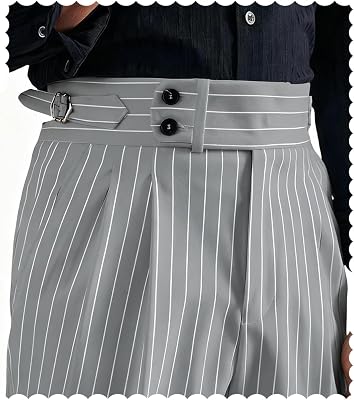 Mens Striped Pants Casual Retro Formal Classic Fit Dress Pants Versatile Italian Trousers