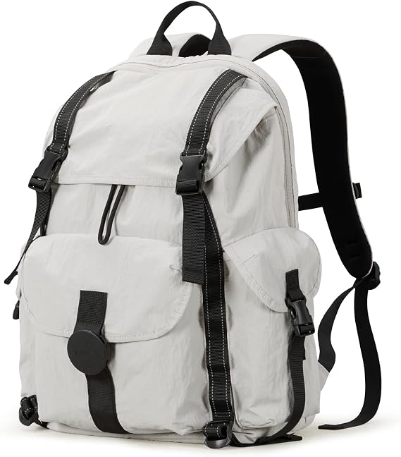 mixi Travel Backpack for Women Men, 18 Inch Carry On Laptop Backpack Flight Approved fits 16'' Laptop, Lightweight Waterproof Hiking Backpack Travel Outdoor Business Casual Daypack, Light Gray