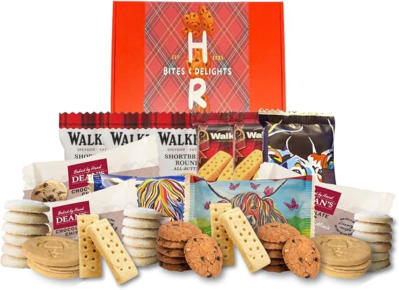 Luxury Shortbread Biscuit Gift Hamper by HR Bites & Delights | 16 Piece All Butter Shortbread Gift Set, Letterbox Food Gift, Premium Biscuit Hamper for Men and Women