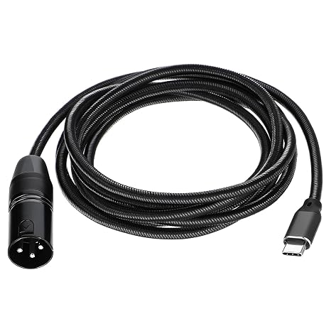 USB Type C to XLR Cable, 6.6 FT USB C to XLR Male Converter Adapter Cable Black Nylon Braided USB Type C to XLR Male Output Stereo Cables for Amplifier, Speaker, Mixer Console