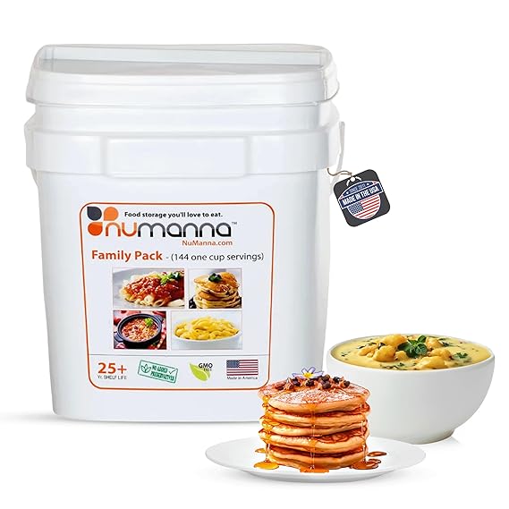 Numanna Family Pack Emergency Food Storage Bucket 144 Servings, 20 lbs | 1-Month Survival Meal Kit for Long-Term Preparedness | Non-GMO Freeze-Dried Meals in Resealable Pouches | Healthy, Nutritious Everyday Food Supply | 25+ Year Shelf Life | Made in USA