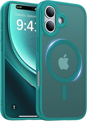 Magnetic for iPhone 17 Case,[Anti-Slip][Compatible with MagSafe][Military Grade Drop Protection] Shockproof Protective Translucent Matte Phone Case for iPhone 17 Case,Peacock Green