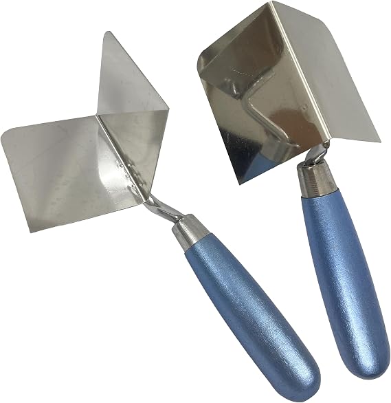 2-Piece Corner Trowel Tool Set, 80x60mm Interior and Exterior Corner Knife, DIY Stainless Steel Corner Trowel, Concrete Finishing Tool, Suitable for plastering and Bricklaying Corner Finishing Work