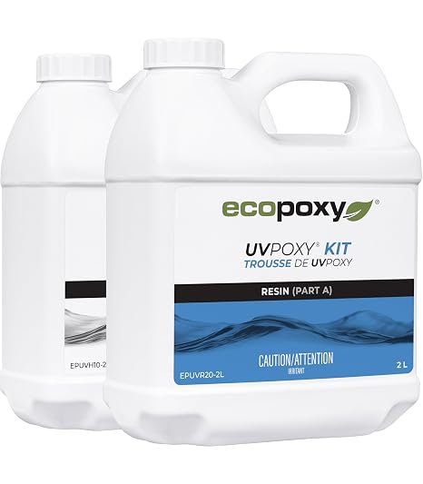 EcoPoxy UVPoxy Table Top Coating & Art Epoxy Resin Kit - 1.06 Gal / 4L: Fast-Curing, UV/Yellowing Resistant, Water-Clear, Bio-Based Resin | Self-Leveling, High-Gloss Epoxy for Table Tops & Fluid Arts