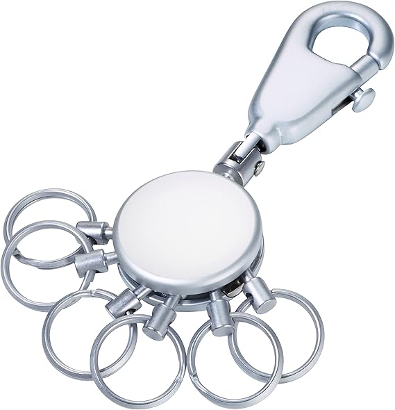 Troika Patent KYR60/MC Keyring incl. Carabiner 6 Exchangeable Rings Metal/Brass matt Chrome Plated unisex-adult, Silver TROIKA-Original