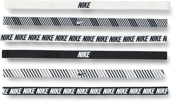 NIKE Men's Flex Classic Headbands Printed 6 Pack Headbands Running Fitness Training Sports Hairband Set Elastic