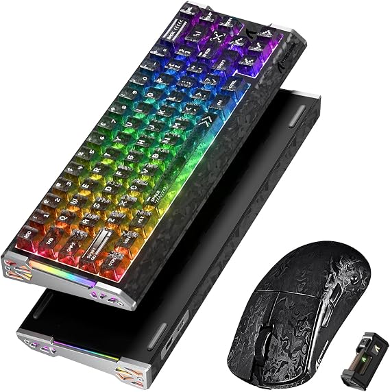 ATTACK SHARK R68 HE & R11 Ultra Combo 60% Magnetic Switch Keyboard, 0.005mm Rapid Trigger, 8000Hz + 49g Carbon Fiber Tri-Mode Mouse, PAW3950MAX, 42000 DPI, Ink/Black Ink + Tape