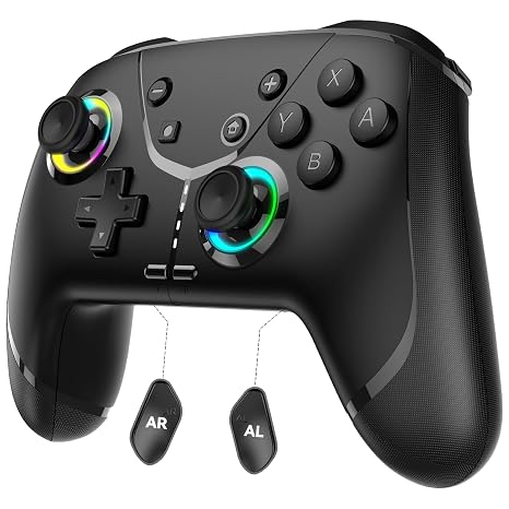 Switch Controller, Wireless Pro Controller for Nintendo Switch 2/Switch/Lite/OLED, Bluetooth controllers Compatible with iPhone/Mac/iPad/iOS/Android/Phone/PC/Steam and TV with Programming/RGB4/Vibration / 3 Turbo Modes/6-Axis/Motion(Black Pro)