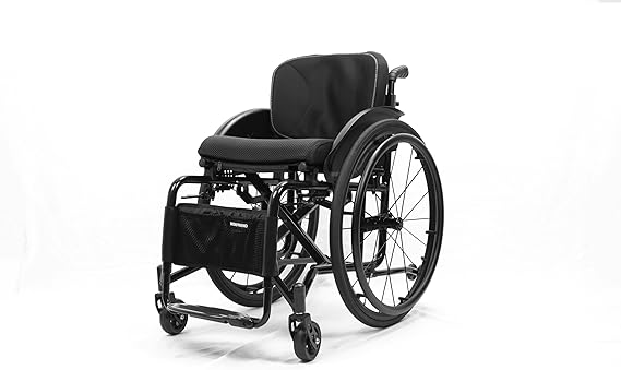 Aluminum Alloy Sports Folding Transport Wheelchair - Self-Propelled Manual Wheelchair (Black, Seat Width 40cm/15.7in)