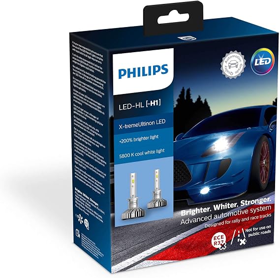 Philips automotive lighting 11258XUX2 X-tremeUltinon LED car Headlight Bulb (H1), 5.800K, Set of 2
