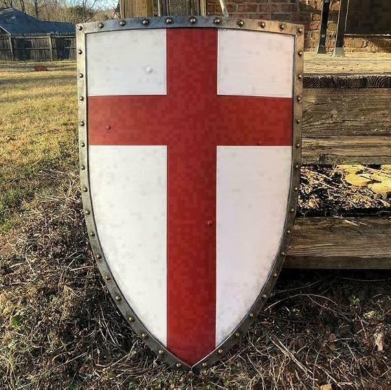 Medieval Knight Fall Authentic Templar Sign Battle Warrior Templar Shield 28" Knight Battlefield Sign, Antique Finish by ANTIQUE MAKERS
