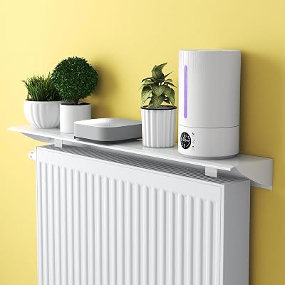 Radiator Shelf, White Slim Radiator Cover Dust-Proof Anti-Smoke Storage Heater Covers Maximize Space, Space Aluminum, Length Can Be Customized, Bearing 20kg,Width 17cm; Length 160cm