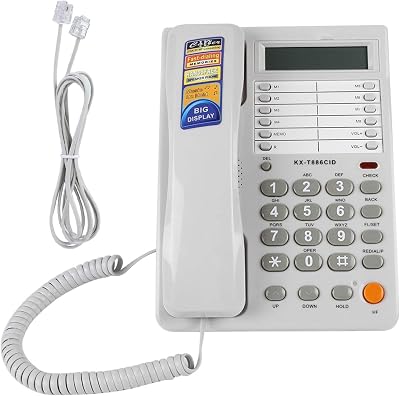 DAUERHAFT Corded Phone, KX T886CID White Fixed Telephone Caller ID Phone Wall Mountable Phone Landline Telephone with LCD Display Wired Telephone for Office,Home,Hotel