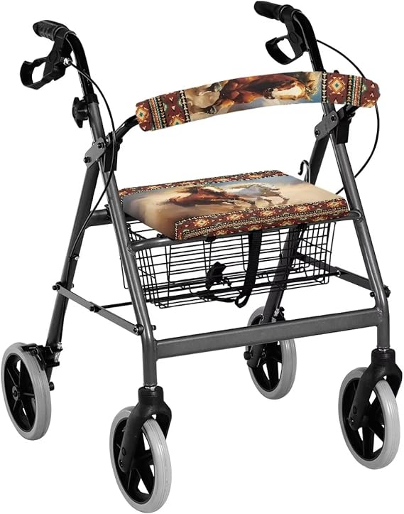 Rollator Walker Accessories Horse Western Walker Seat Covers for Ladies Universal Rollator Walker Seat and Backrest Covers Soft Walkers for Seniors with Seat Covers Gifts