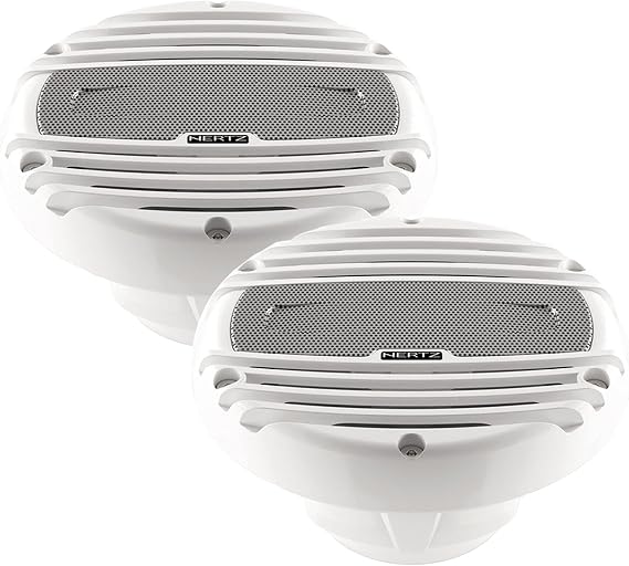 Hertz HMX-65-LD 6.5" 4-Ohm Marine Coaxial Speakers - RGB LED Lights & White Grilles (Pair)