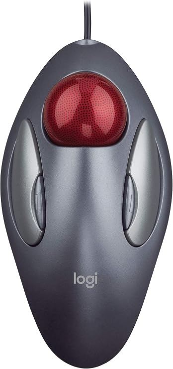 Logitech Trackman Marble Trackball Mouse Wired USB Ergonomic Mouse for Computers, with 4 Programmable Buttons, Dark Gray