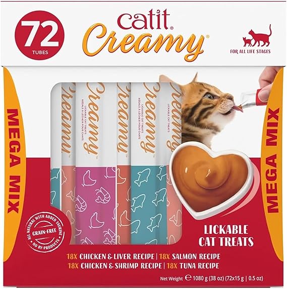 Catit Creamy Lickable Cat Treat, 72 Pack, 0.5 oz Each