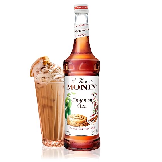 Monin Cinnamon Bun Syrup for Drinks - Gluten Free - 750 ml / 25.4 fl oz