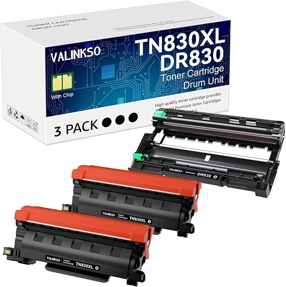 TN830XL Toner Cartridge and DR830 Drum Unit Compatible with HL-L2405W HL-L2460DW HL-L2480DW DCP-L2640DW MFC-L2760DW MFC-L2820DWXL MFC-L2900DW Printers (2 Toner,1 Drum)