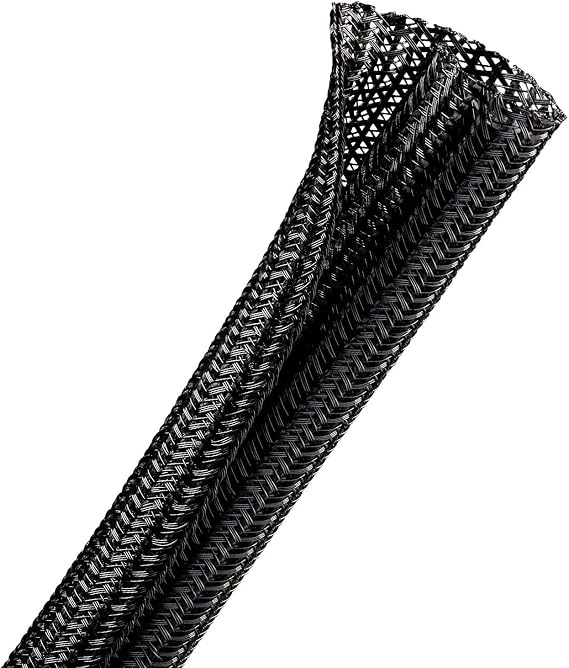 Techflex 1/2" F6 Split Braided Sleeving | Total 100' Feet | Color: Black