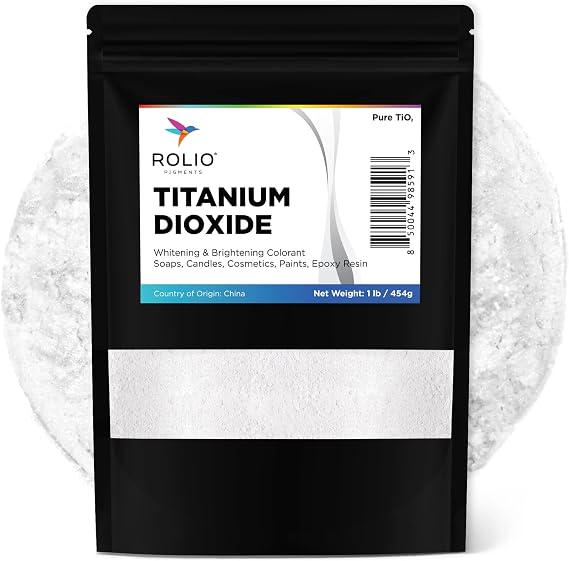 Rolio - Titanium Dioxide Powder Colorant Bag - White, 1 lb | White Powder Colorant for Soap Dye, Lotion Making, Epoxy Resin, Candle Projects, Paint, Cosmetics, and DIY Crafts