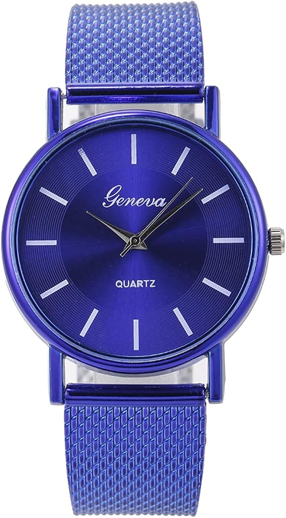 And Ladies' Steel Women Watch Wrist Quartz Watches Alloy Number Men's Stainless Men's Watch Large Digital Watches for Men (Blue, One Size)