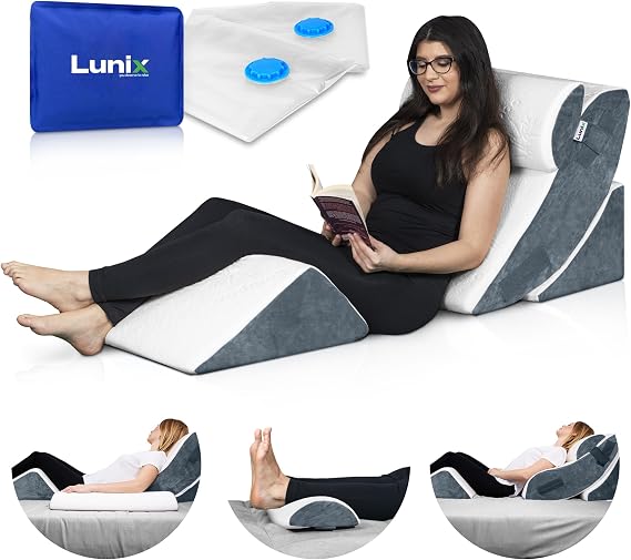 Lunix LX5 FSA Orthopedic Bed Wedge Pillow Set for Post Surgery Recovery