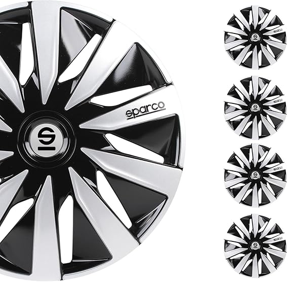 Sparco Wheel Covers Lazio - 15-inch - Black/Silver - Set of 4 pieces