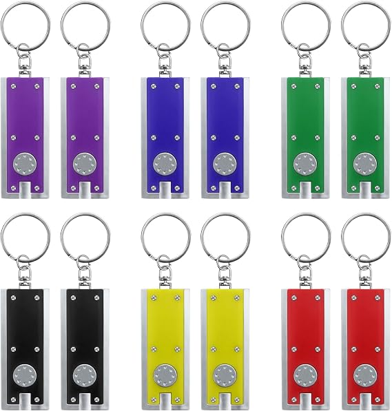 12 PCS Mini Keychain Flashlight Ultra Bright LED Pocket Torch with Key Ring [Energy Class A++]