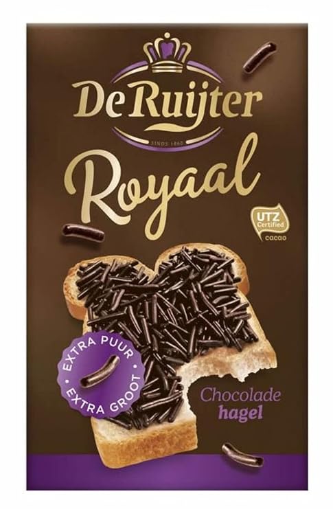 De Ruyter Chocoadehagel XL (supersized sprinkles) - Royale Dark Chocolate (43% Cacao) (Chocolate Sprinkles XL Dark Chocolate) (14 Oz.) by De Ruijter