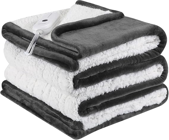 ESTINGO Heated Blanket Electric Blanket Twin Size, Fast Heating Blanket with 5 Heating Levels & 10 Hours Auto Off, Heated Throw Blanket with Overheat Protection for Bedding, 62"x84", Dark Gray