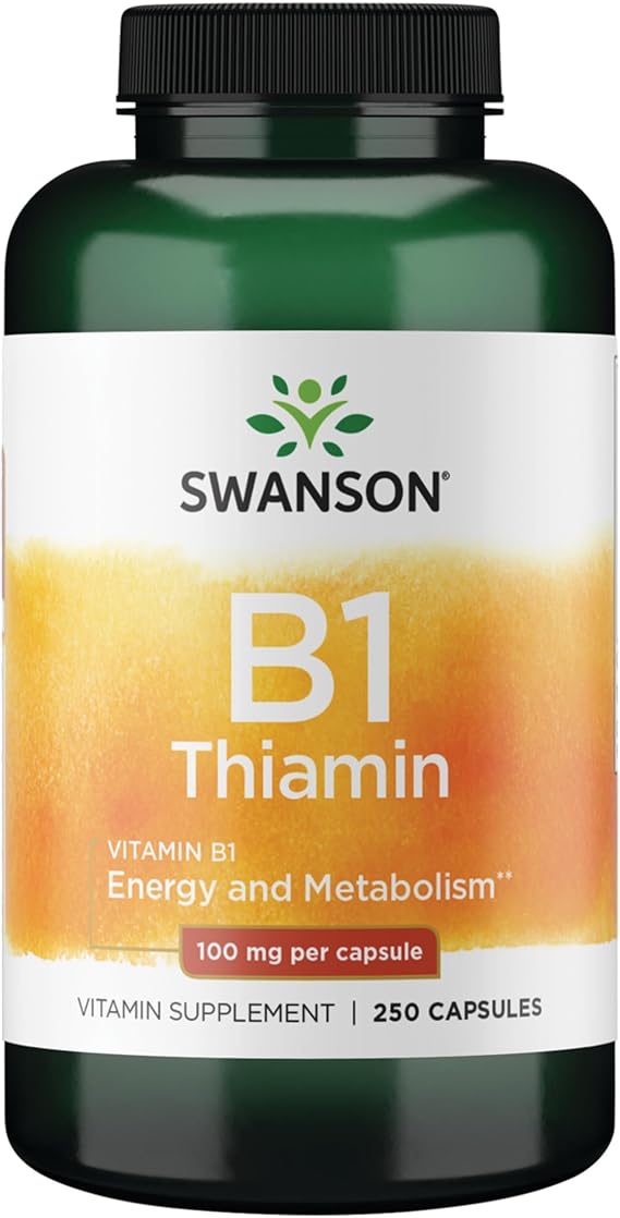 Swanson Vitamin B1 (Thiamin), 100 mg Each, 250 Capsules