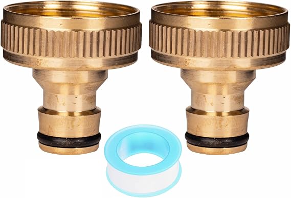 33mm Tap Connector for Hose Pipe, G 1 inch Brass Garden Hose Tap Connector Female Threaded Tap Hose Connector Adapter, Hosepipe Connectors and Fittings for Outside Tap