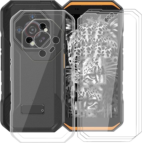 for Ulefone Armor X32 Pro (5.65") Case + 3 Pack Tempered Glass Screen Protector, Clear Soft Silicone Bumper Shell, Ultra-Thin Anti-Fall Back Cover for - Transparent