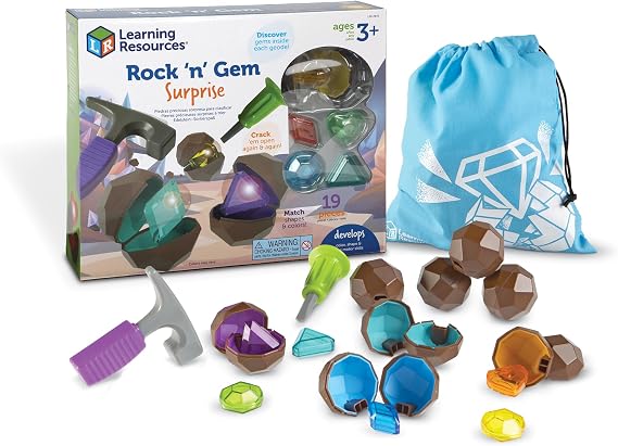 Learning Resources Rock 'n Gem Surprise | Sorting and Matching for Toddlers, Learn to Sort Colors and Shapes, Fine Motor Skills Toy, Learning Toys for Preschool