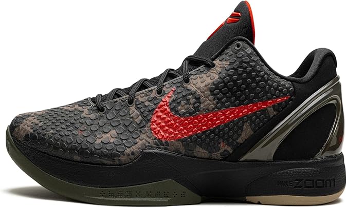 Nike Men's Kobe 6 Protro Italian Camo Size 8.5 Black/Crimson Bog-Khaki (FQ3546-001)