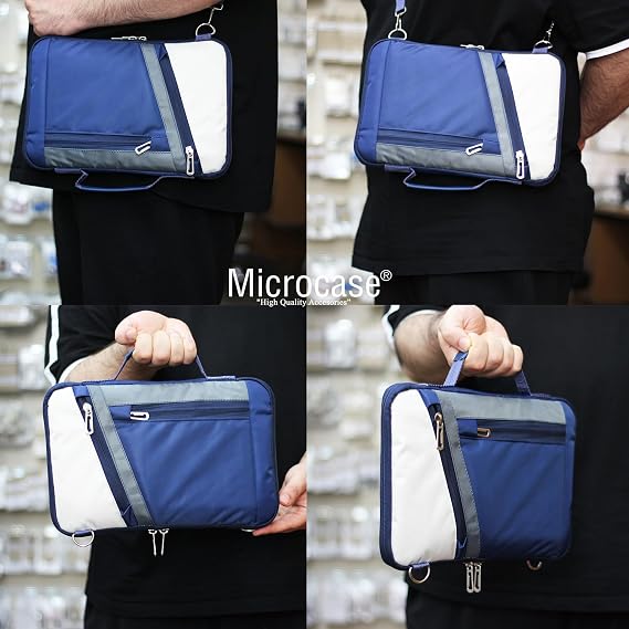 Microcase Xiaomi Redmi Pad Se 11 inch Tabletler için Omuz Askılı El Tutacaklı Universal Sleeve Taşıma Çantası AL4346 Lacivert Krem Gri