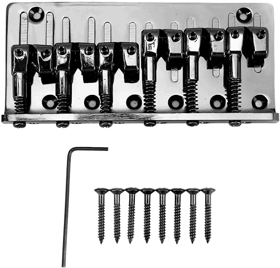 LiebeWH 6 String Zinc Alloy Bass Bridge Adjustable Multifunctional Vintage Electric Bass Bridge Replacement Parts (Black), LiebeWH6swm52ge3h-12