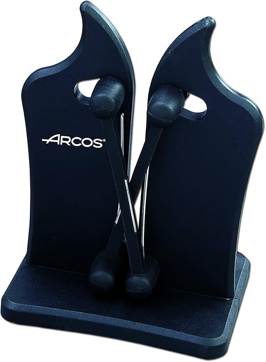 Arcos Professional Knife Sharpener. Premium Knife Sharpener. Effortlessly Sharpen and Safely Handle Your Knives. Made of ABS. Black Color. Keep Your Knives Razor-Sharp with Ease.