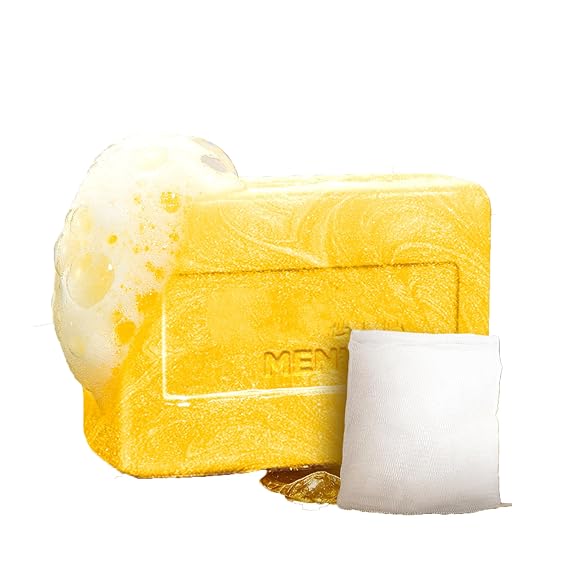 Gold Mens Bar Bath Soap for Body and Face, Oil Control Cleansing, Rich Foam, Moisturizing, Rejuvenating Skin, with Aloe Extract & Witch Hazel Gentle Formula, with a Foaming Net Vegan, Gold