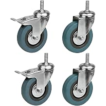 Anhoer 4Pcs Castor Wheels Set M12 Thread Heavy Duty Swivel Castor Wheels Trolley 75mm Silent Casters with Screws Swivel Castor with Brake Max Load Capacity up to 200kg