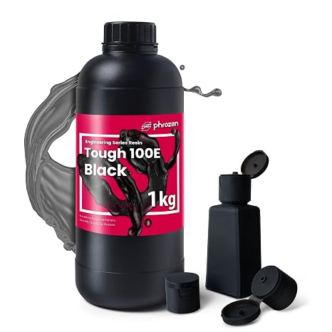 phrozen Tough 100E Engineering Series Resin for 3D Printer, 405nm UV-Curing Resin High Precision Toughness Flexible Elasticity Impact Resistant - Black (1KG)