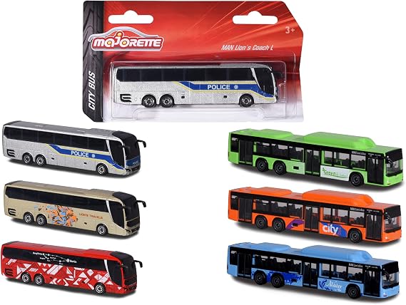 Majorette 212053159SDN - Man stadsbus - stadsbus Van metaal Met vrijloop, 13 cm, vanaf 3 Jaar, verkrijgbaar in 6 verschillende modellen en kleuren, willekeurige keuze