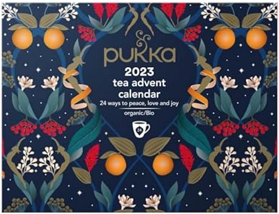 Pukka 2023 Advent Calendar Organic Tea, Herbal Tea Variety Pack, Selection of 24 Delightful Black & Green Teas and Infusions, 100% Organic